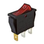 Рокерный выключатель ON-OFF узкая красная клавиша 3 конт. с подсветкой (16А/250v) RS-101-1C 1/100