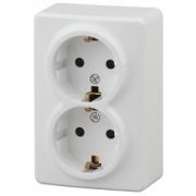 11-2205-01 ЭРА Розетка 2х2P+E Schuko, 16АХ-250В, ОУ, Эра Эксперт, белый (12/120/1920)