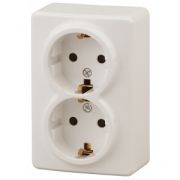 11-2205-02 ЭРА Розетка 2х2P+E Schuko, 16АХ-250В, ОУ, Эра Эксперт, сл.кость (12/120/1920)