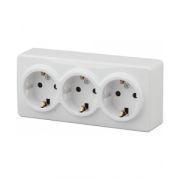11-2208-01 ЭРА Розетка 3х2P+E Schuko, 16АХ-250В, ОУ, Эра Эксперт, белый