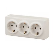 11-2208-02 ЭРА Розетка 3х2P+E Schuko, 16АХ-250В, ОУ, Эра Эксперт, сл.кость (6/60)