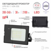 Светодиодный прожектор уличный ЭРА LPR-041-1-65K-030 30Вт 6500К 2100Лм с датч. движ. нерегулир. 1/50