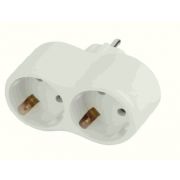 Разветвитель электрический ЭРА SPx-2e-W на 2 розетки с заземлением 16А белый 10/60