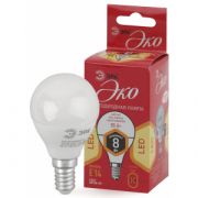 ЭРА RED LINE LED P45- 8W-827-E14 ECO шар теплый белый свет (10/100/3500)***