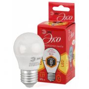ЭРА RED LINE LED P45- 8W-827-E27 ECO шар теплый белый свет (10/100/3500)