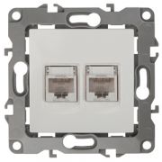 12-3108-01 ЭРА Розетка информационная двойная 2XRJ45, Эра12, белый