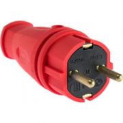 Вилка ЭРА VX10-R-IP44 каучуковая c заземлением 16А IP44 прямая красная, г. Витебск (100)