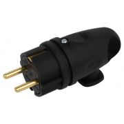 Вилка ЭРА VX11-B-IP44 каучуковая c заземлением 16А IP44 с кольцом угловая черная (100)