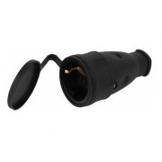 Розетка ЭРА RX10-B-IP44 каучуковая c/з 16А IP44 прямая черная Беларусь (100)