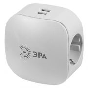 SP-3e-USB-2A ЭРА Тройник 3 гн 220V + 2xUSB 2000mA, c/з, со шт (белый) (6/36/864)