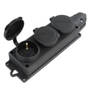 Колодка «UNIVersal» 3-х мес. однофазная с заглушк. «КОМПАКТ» с/з  кауч 16А 250В IP44 (евро)1323 1/30