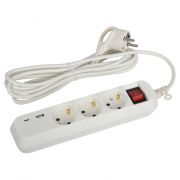 Удлинитель электрический ЭРА UB-3es-3m-USB c з/к, с выкл. 3 розетки + 1xUSBA+1xUSBC 3м 10А (20)*