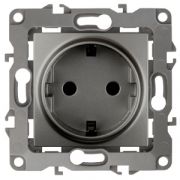 12-2101-12  ЭРА Розетка 2P+E Schuko, 16АХ-250В, Эра12, графит (10/100/2500)