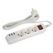 Удлинитель электрический ЭРА U-3es-1,5m-USB c з/к, с выкл. 3 розетки + 3xUSBA 1,5м 10А (20)*
