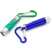Фонарь Лазерная указка (2 светодиода) с батарейками + карабин /12