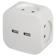 Разветвитель электрический ЭРА SP-4-USB-W на 4 розетки 220V + 2xUSB 2400mA, б/з 10А (белый)1/10/60*