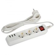 Удлинитель электрический ЭРА U-3es-3m-USB c з/к, с выкл. 3 розетки + 3xUSBA 3м 10А (20)*