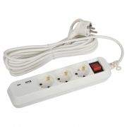 Удлинитель электрический ЭРА UB-3es-5m-USB c з/к, с выкл. 3 розетки + 1xUSBA+1xUSBC 5м 10А (20)