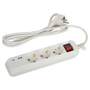 Удлинитель электрический ЭРА UB-3es-1,5m-USB c з/к, с выкл. 3 розетки + 1xUSBA+1xUSBC 1,5м 10А (20)