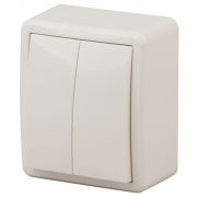 11-1204-02 ЭРА Выключатель двойной, 10АХ-250В, IP20, ОУ, Эра Эксперт, сл.кость(16/160)