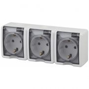 11-2405-01 ЭРА Розетка 3х2P+E IP54, 16A-250В, ОУ, Эра Эксперт, белый(5/50/900)