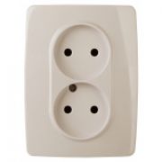 12-2107-02 ЭРА Розетка 2X2P, 16A-250В, IP20, Эра12, слоновая кость