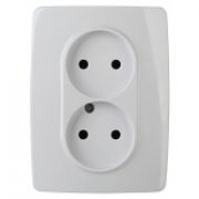 12-2117-01 ЭРА Розетка 2X2P, 16A-250В, IP20, винт, Эра12, белый