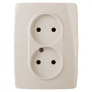12-2117-02 ЭРА Розетка 2X2P, 16A-250В, IP20, винт, Эра12, слоновая кость