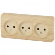 11-2207-11 ЭРА Розетка 3х2P, 16A-250В, IP20, ОУ, Эра Эксперт, сосна