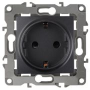 12-2101-05  ЭРА Розетка 2P+E Schuko, 16АХ-250В, Эра12, антрацит /10