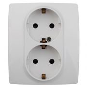 12-2104-01 ЭРА Розетка 2X2P+E Schuko со шторками, 16АХ-250В, Эра12, белый /6