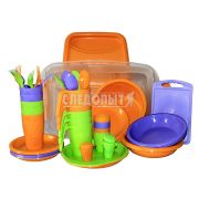 Набор для пикника PF-CWS-PS02 СЛЕДОПЫТ «Holiday» пластик, на 6 персон, контейнер