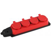 Колодка ЭРА K-4e-RED-IP44 каучуковая с/з 4гн 16A IP44 красная Турция (7/70/420)