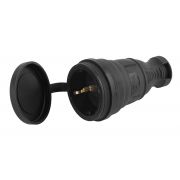 Розетка переносная ЭРА R8-B-IP44 каучуковая c/з, с крышкой, 16A IP44 прямая черная (25/250/1500)