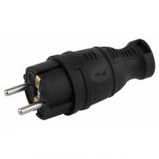 Вилка ЭРА V8-B-IP44 каучуковая с/з прямая 16A IP44 черная (30/300/1800)