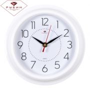 2121-299W Часы круг d=21см, корпус белый «Классика» «Рубин» пластмасса, стекло, металл21х21х4 см(10)