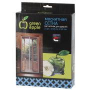 GBN007 GREEN APPLE Магнитная сетка на дверь 2штx210смx50см, магнитный замок, 12шт липучка крепежная,