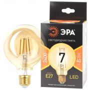 ЭРА F-LED G95-7w-824-E27 gold  (филамент, шар зол, 7Вт, тепл, E27) (20/420)