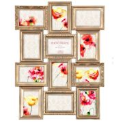 Innova PI07216 Ф/рамка 12 фото 12 x 10*15  Maggiore Gold , золотая, пластик (6/60)