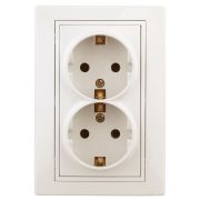 1-205-02 Intro Розетка 2X2P+E Schuko, 16А-250В, IP20, СУ, Plano, сл.кость (10/100/1200)