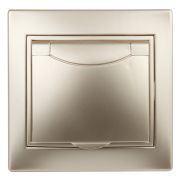 1-203-04 Intro Розетка 2P+E Schuko с крышкой, 16А-250В, IP20, СУ, Plano, шампань (10/100/1500)