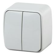 3-104-01 Intro Выключатель двойной, 10А-250В, IP20, ОУ, Polo, белый (18/360/4320)