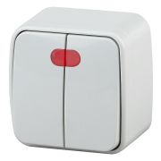 3-105-01 Intro Выключатель двойной с подсветкой, 10А-250В, IP20, ОУ, Polo, белый (18/360/4320)