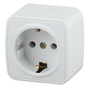 3-202-01 Intro Розетка 2P+E Schuko, 16А-250В, IP20, ОУ, Polo, белый (16/320/3840)