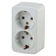 3-204-01 Intro Розетка 2х2P+E Schuko, 16А-250В, IP20, ОУ, Polo, белый (12/240/2880)