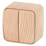 3-104-11 Intro Выключатель двойной, 10А-250В, IP20, ОУ, Polo, сосна (18/360/4320)