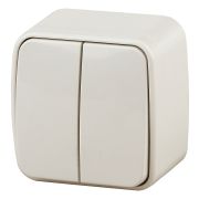 3-104-02 Intro Выключатель двойной, 10А-250В, IP20, ОУ, Polo, сл.кость (18/360/4320)