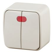3-105-02 Intro Выключатель двойной с подсветкой, 10А-250В, IP20, ОУ, Polo, сл.кость (18/360/4320)