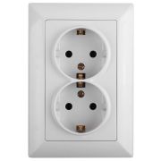 4-205-01 Intro Розетка 2X2P+E Schuko, 16А-250В, СУ, Solo, белый (10/100/1400)