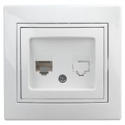 Розетка Intro Plano 1-302-01 телефонная RJ11, IP20, СУ, белый